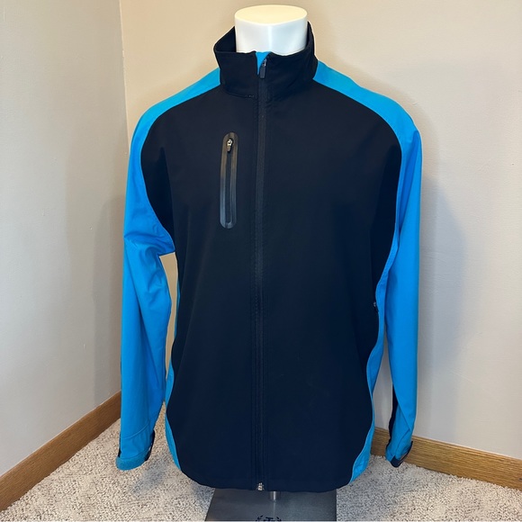 Level Wear Black & Blue Jacket Full Zip Collared Coat Waterproof - Picture 1 of 4